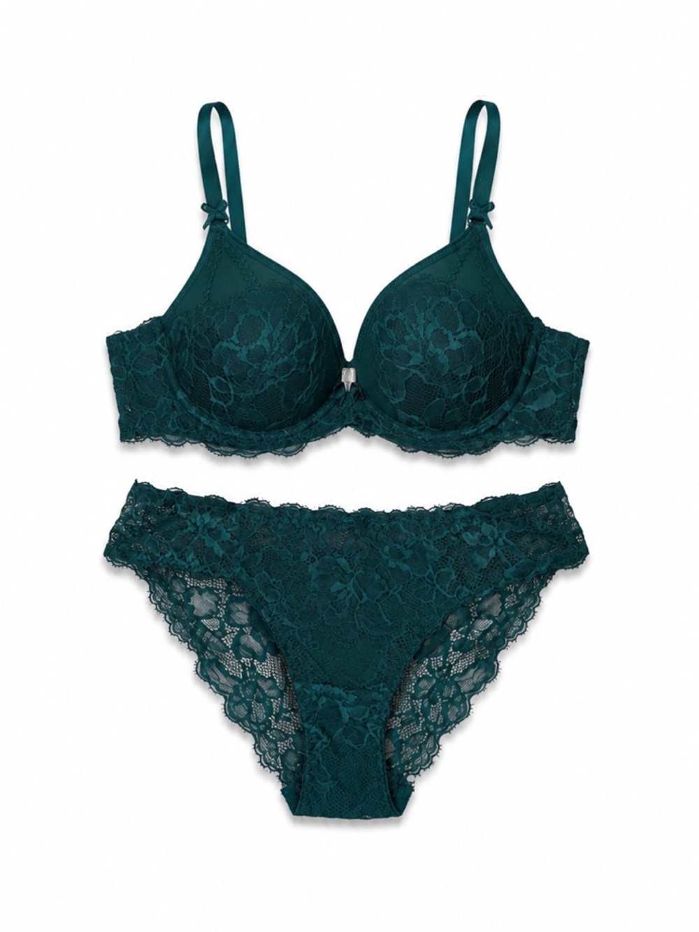 NWOT Emerald Green Lace Bra & Underwear Set | 32B, Size Small